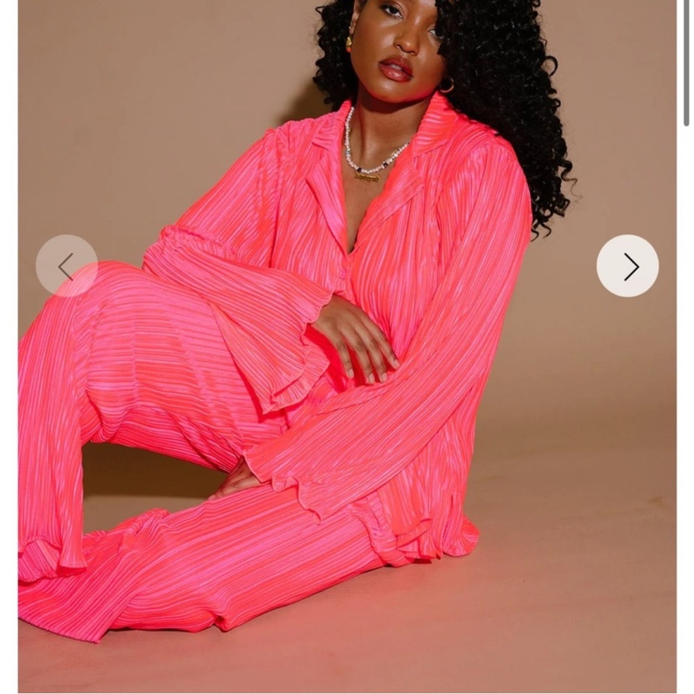 Dressed in Lala electric pink Plisse set